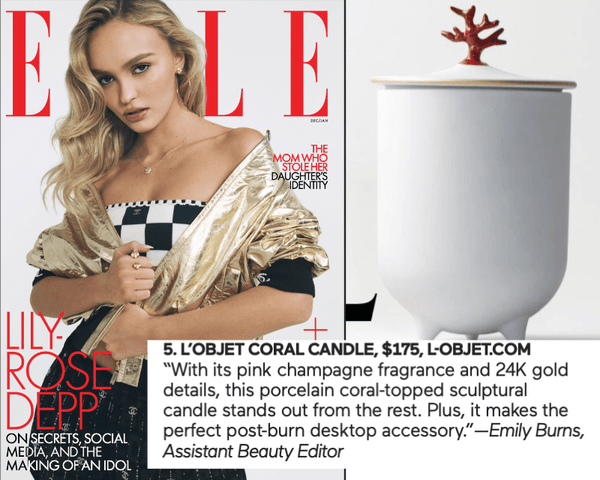 Elle USA - CORAL CANDLE FEATURED ON ELLE BEAUTY IT LIST - L'OBJET