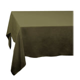 Large Olive Linen Sateen Tablecloth - Hand-Crafted Linen Woven Textile - Luxurious & Intricate Soft Sateen Tablecloth