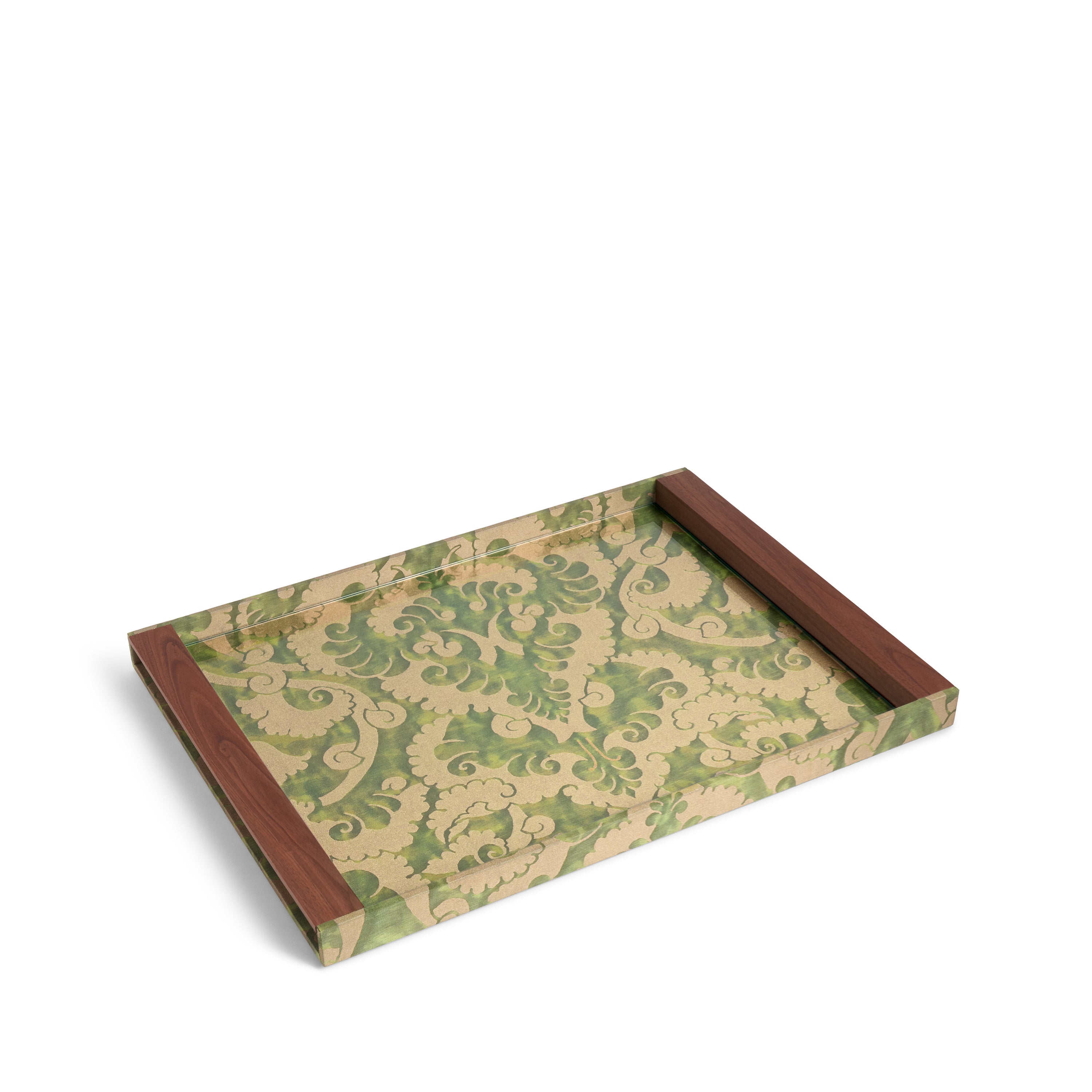 Fortuny Rectangular Tray - Laotze - Deep Jade + Gold