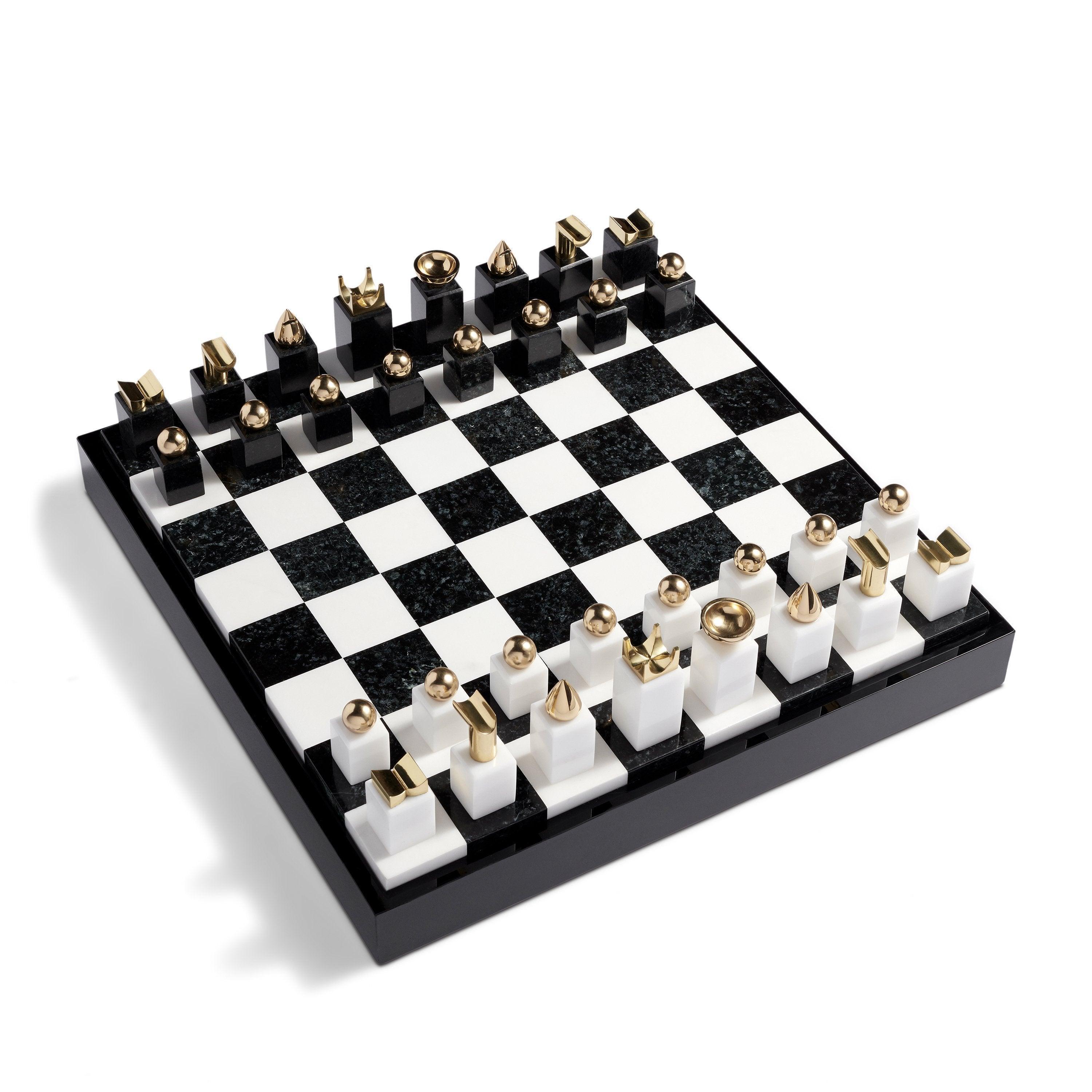 Chess Set - Black + Gold Handcrafted Beautiful Decorative Table Games -  L'OBJET