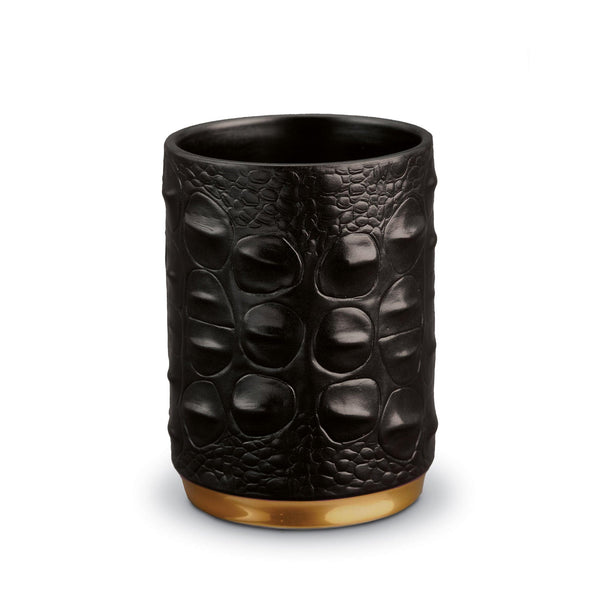 Gold Crocodile Pencil Cup by L'OBJET - Exemplary Workmanship with Hand-Crafted Metals and Porcelain
