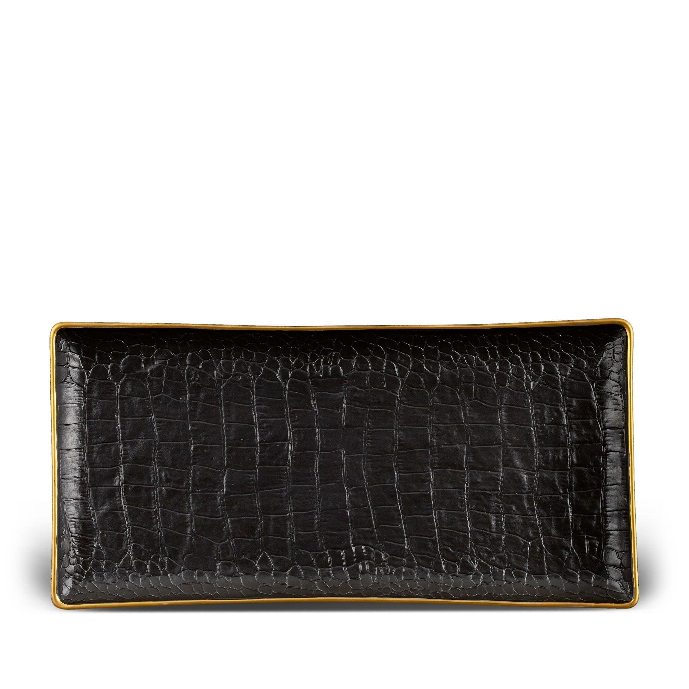 Crocodile Rectangular Tray - Medium - Gold - L'OBJET