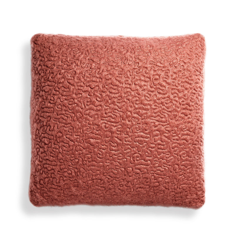 Brick Haas Vermiculation Pillow - Adorned with a Wavy Pattern - Air-Stitching on Fleecy Mohair - Elevated in Desert Hues