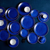 Lapis blue porcelain dinnerware and drinkware group