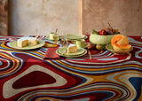 Linen Sateen Waves Tablecloth - Multi Color/ Medium