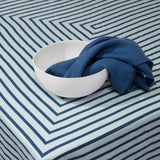 Linen Sateen Concorde Tablecloth - Blue + Light Blue - Medium 70x90"