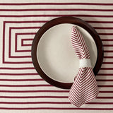 Linen Sateen Concorde Napkins - Wine + Ecru (Set of 4)