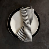 Linen Sateen Concorde Napkins - Black + Ecru (Set of 4) - L'OBJET