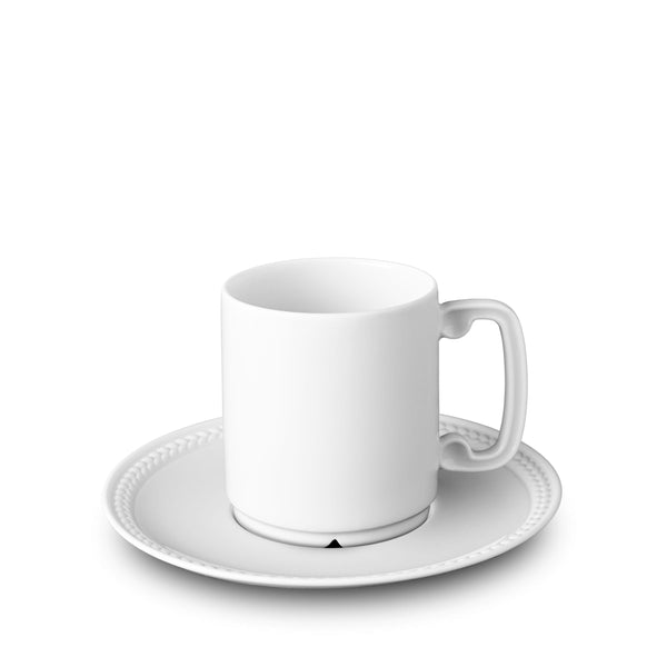 Soie Tresse Espresso Cup and Saucer in White - Classic Yet Modern Design Made of Porcelain