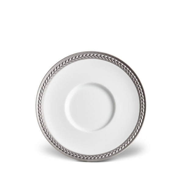 Soie Tresse Saucer in Platinum - Classic Yet Modern Design Made of Porcelain Creates a Contemporary Look on an Ancient Shape