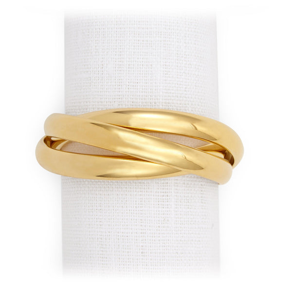 Three Ring Napkin Jewels in Gold - Classic, Hand-Crafted, and Plated with 24K Gold - Indulgent and Luxurious Napkin Rings