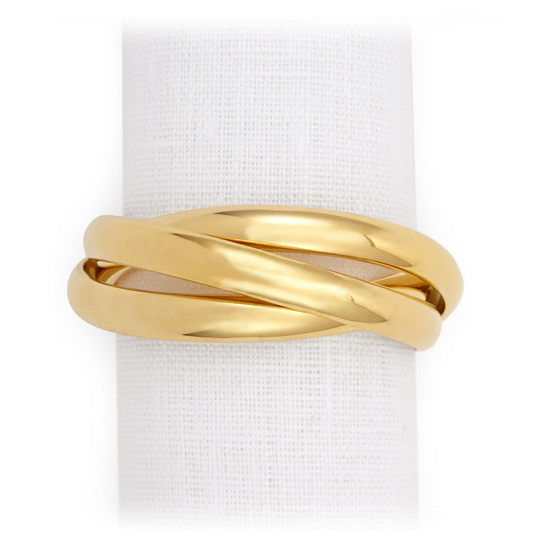 Three Ring Napkin Jewels in Gold - Classic, Hand-Crafted, and Plated with 24K Gold - Indulgent and Luxurious Napkin Rings