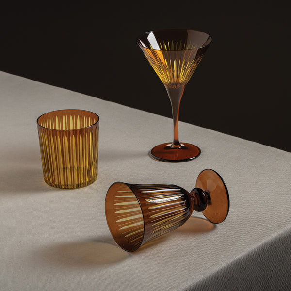 Amber Color Prism Glassware Collection