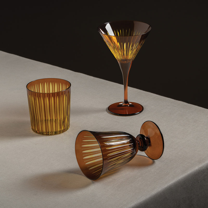 Amber Color Prism Glassware Collection