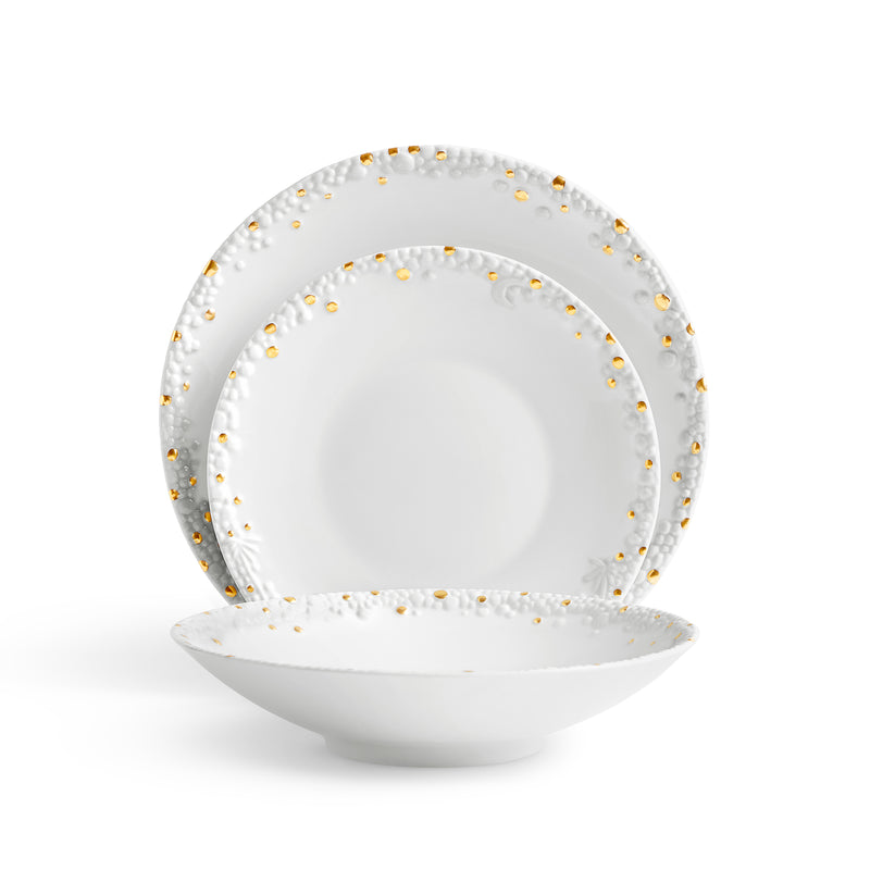 Haas Mojave Dinnerware Set of 3 - White + Gold