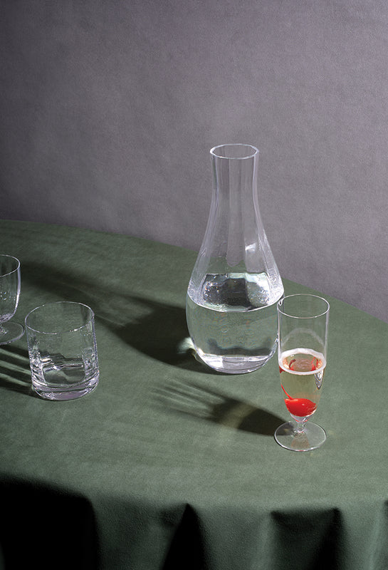 Iris Glassware on Sage Tablecloth