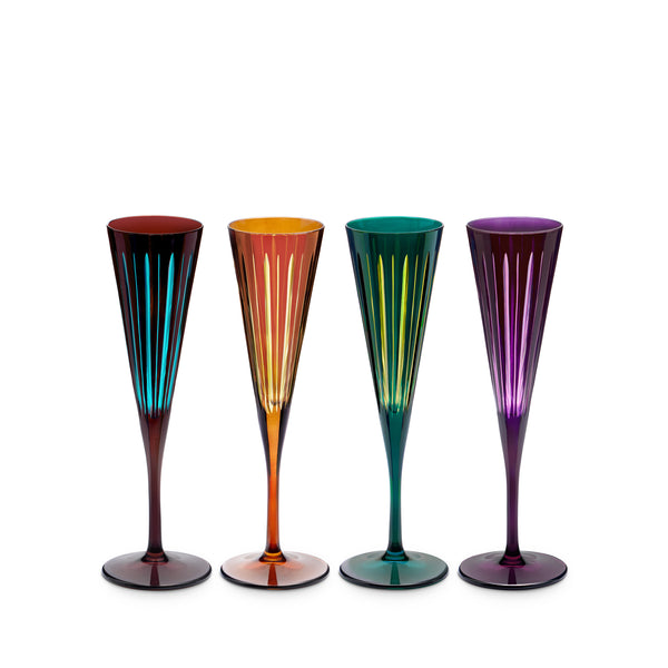 Prism Champagne Flutes - Assorted (Set of 4)