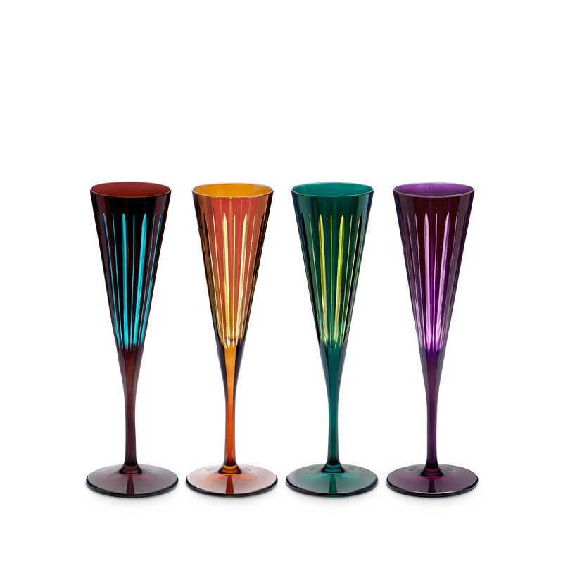 Prism Champagne Flutes - Assorted (Set of 4)
