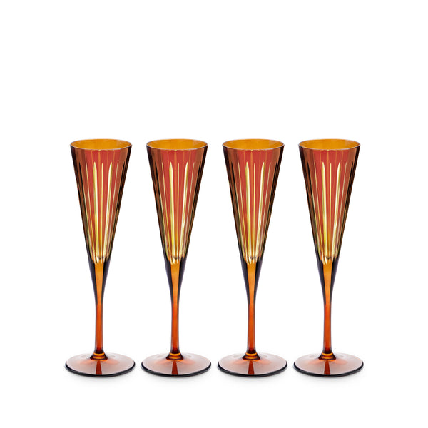 Prism Champagne Flutes - Amber (Set of 4)