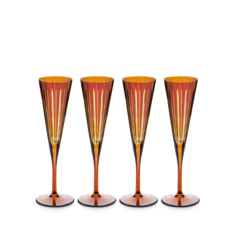 Prism Champagne Flutes - Amber (Set of 4)