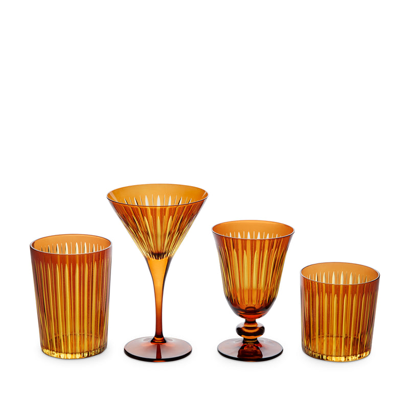 Prism Double Old Fashioned Glasses - Amber  (Set of 4)