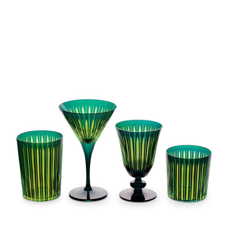 Prism Double Old Fashioned Glasses - Green (Set of 4)