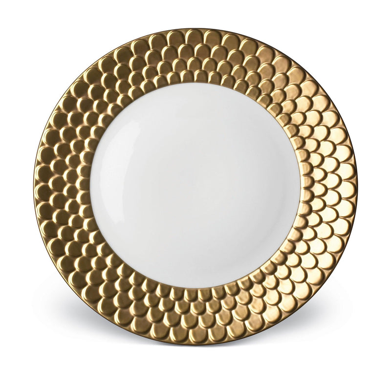 Gold Aegean Charger - Sculpted Wave Motif Design with a Nod to Greco-Roman Treasures of the Ancient World