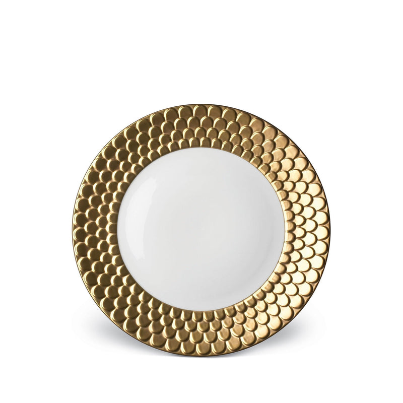 Gold Aegean Dessert Plate - Sculpted Wave Motif Design with a Nod to Greco-Roman Treasures of the Ancient World