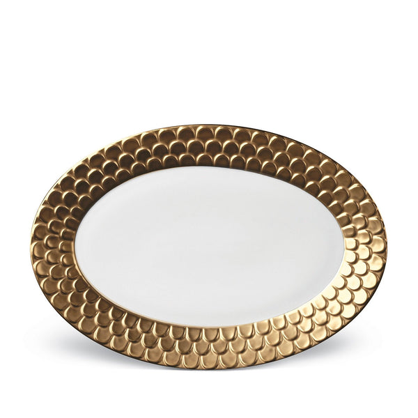 Aegean Oval Platter in Gold - Sculpted Wave Motif Design with a Nod to Greco-Roman Treasures of the Ancient World