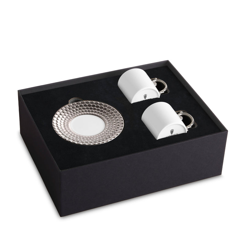 Aegean Platinum Espresso Cup & Saucer [Set Of 2] - L'OBJET