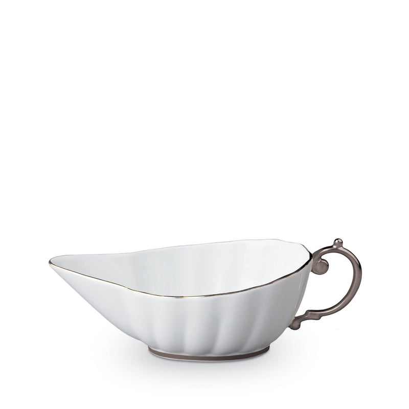 Platinum Aegean Sauce Boat - Sculpted Wave Motif Design with a Nod to Greco-Roman Treasures of the Ancient World