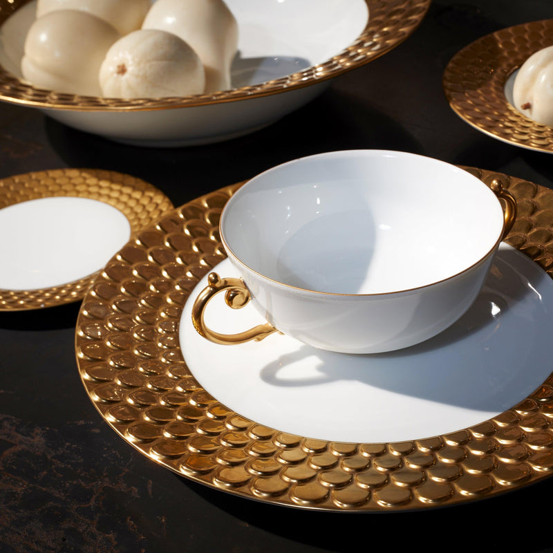 Aegean Soup Bowl in Gold - Sculpted Wave Motif Design with a Nod to Greco-Roman Treasures
