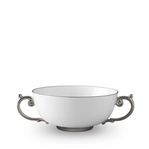 Aegean Soup Bowl in Platinum - Sculpted Wave Motif Design with a Nod to Greco-Roman Treasures of the Ancient World