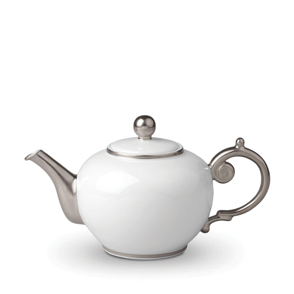 Platinum Aegean Teapot - Sculpted Wave Motif Design with a Nod to Greco-Roman Treasures of the Ancient World