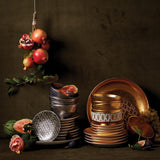 Alchimie Dinnerware collection in Platinum and Gold by L'OBJET