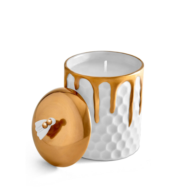 Beehive Candle by L'OBJET - Elevated Geometric Shapes - Adorned with Hand-Gilded Drips of 24K Gold