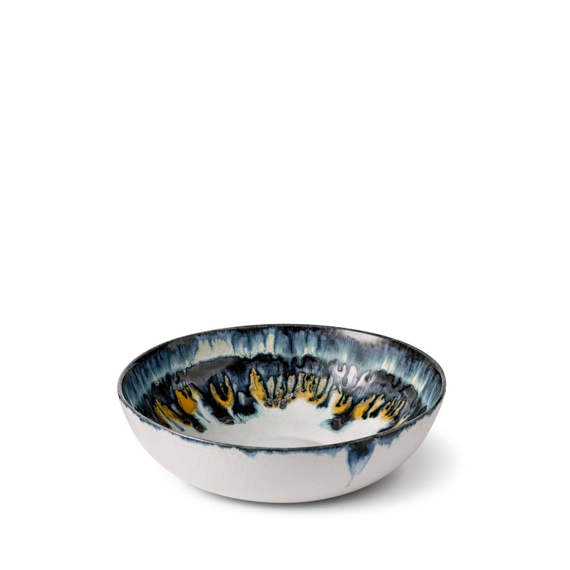 Small Bohême Bowl in Blue and White - Hand-Painted Porcelain with Reactive Glaze - Versatile and Functional with Vibrant Style