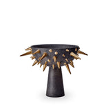 Small Celestial Bowl on Stand in Black and Gold - Earthenware Bowl and Stand with Gold Details - Modern and Evocative Aesthetic
