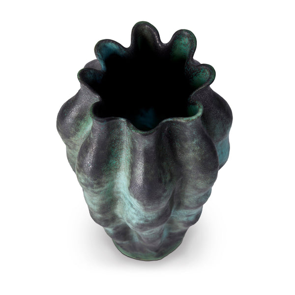 Large Cenote Vase in Green - Reminiscent of Famous Tulum - Porcelain Vase with Organic Shape Evokes a Sense of Calm