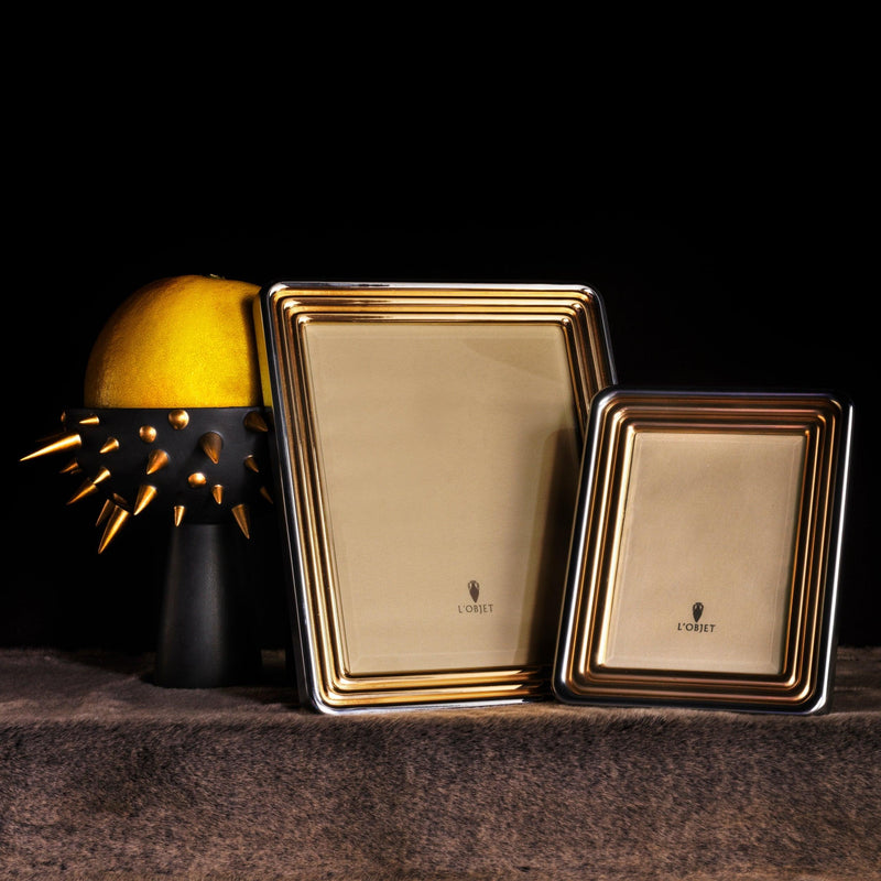 Medium and large concorde picture frames- art deco grooved design. Celestial bowl on stand with antiques gold spikes.