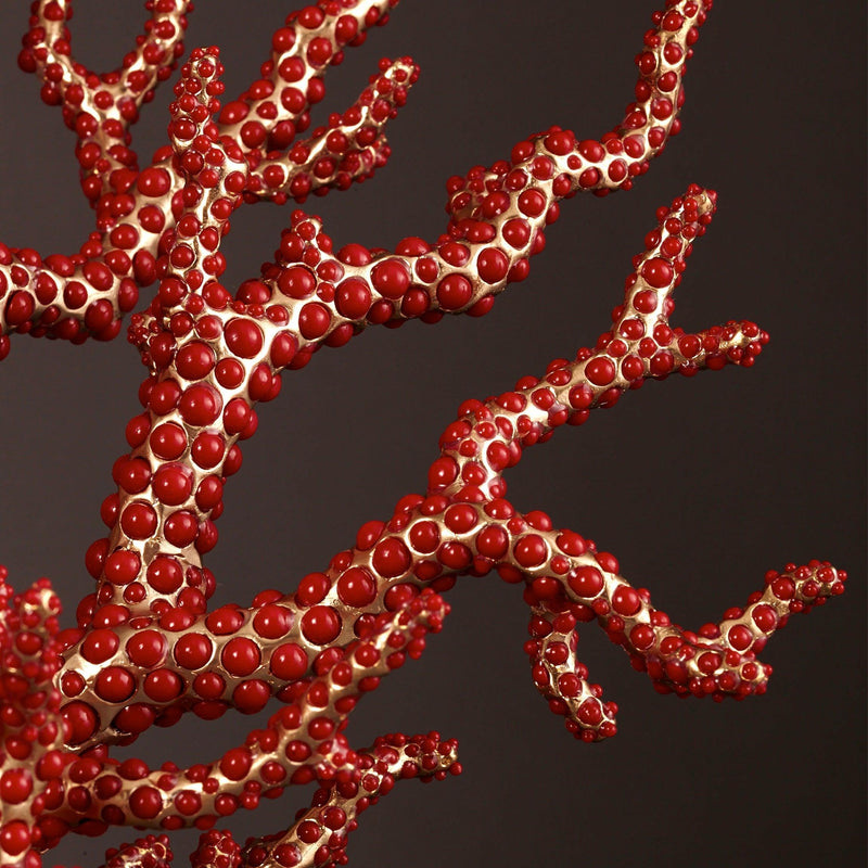 Coral Centerpiece - Embellished with 8,000 Hand-Set Red Coral Cabochons - Hand-Crafted and Plated in 24K Gold