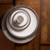 Platinum Corde Tableware collection - Nod to Old-World Silk Cords - Sculptural and Timeless with Hand-Painted Porcelain - Classic Craftsmanship