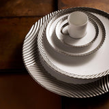 Platinum Corde Tableware collection - Nod to Old-World Silk Cords - Sculptural and Timeless with Hand-Painted Porcelain - Classic Craftsmanship