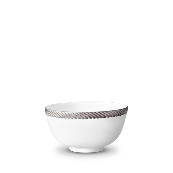 Corde Cereal Bowl in Platinum - Nod to Old-World Silk Cords - Sculptural and Timeless with Hand-Painted Porcelain - Classic Craftsmanship