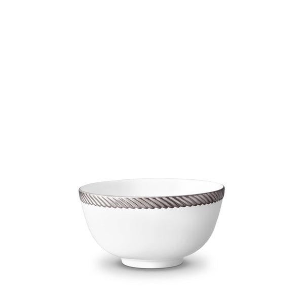 Corde Cereal Bowl in Platinum - Nod to Old-World Silk Cords - Sculptural and Timeless with Hand-Painted Porcelain - Classic Craftsmanship