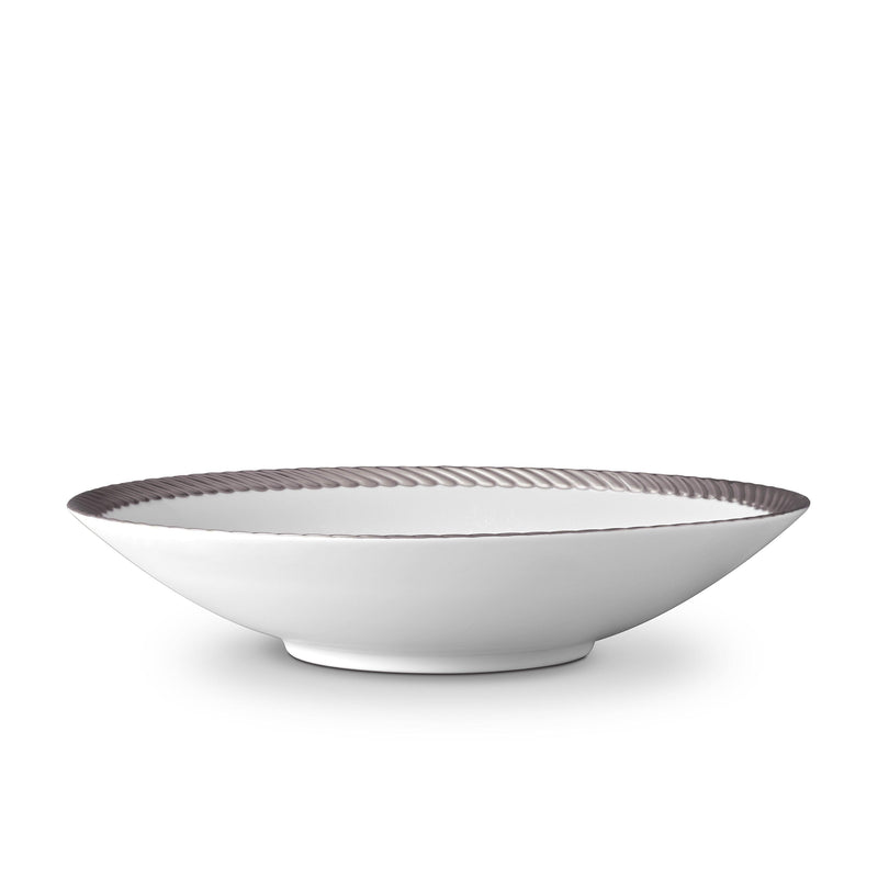 Corde Coupe Bowl in Platinum - Nod to Old-World Silk Cords - Sculptural and Timeless with Hand-Painted Porcelain - Classic Craftsmanship