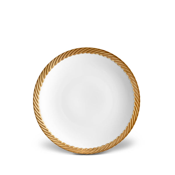 Gold Corde Dessert Plate - Nod to Old-World Silk Cords - Sculptural and Timeless with Hand-Painted Porcelain - Classic Craftsmanship