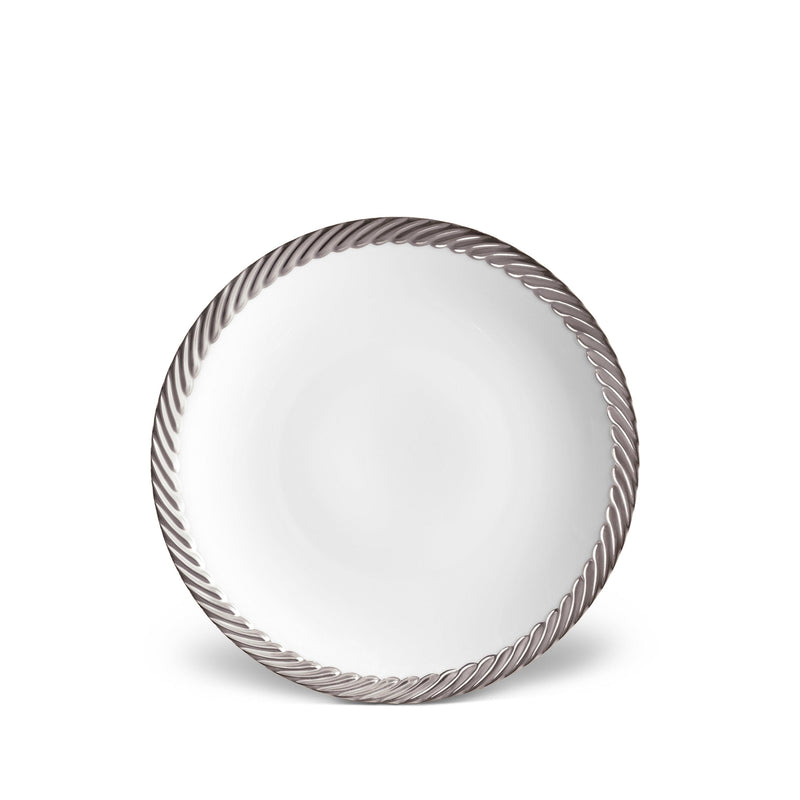 Platinum Corde Dessert Plate - Nod to Old-World Silk Cords - Sculptural and Timeless with Hand-Painted Porcelain - Classic Craftsmanship