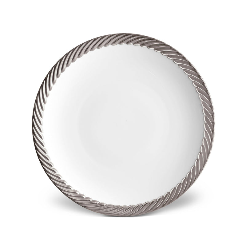 Platinum Corde Dinner Plate - Nod to Old-World Silk Cords - Sculptural and Timeless with Hand-Painted Porcelain - Classic Craftsmanship