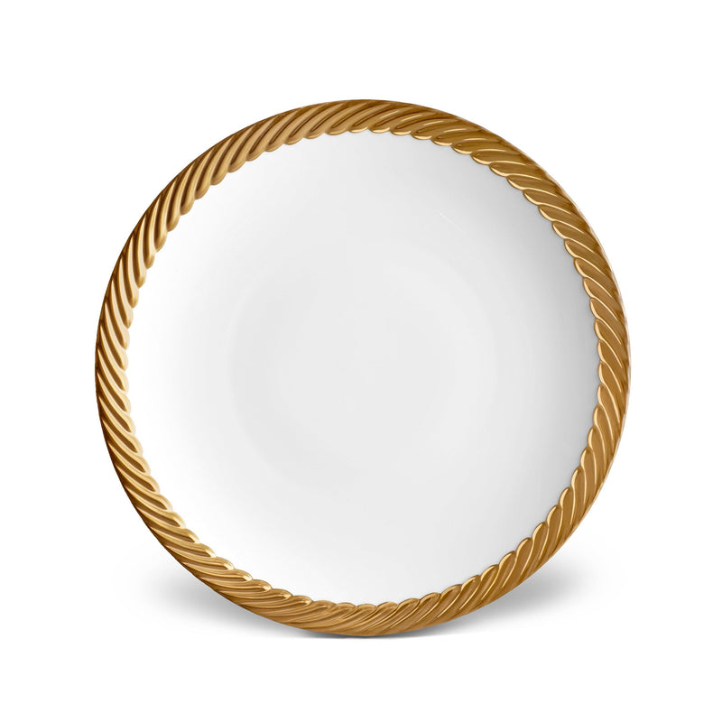 Gold Corde Dinner Plate - Nod to Old-World Silk Cords - Sculptural and Timeless with Hand-Painted Porcelain - Classic Craftsmanship